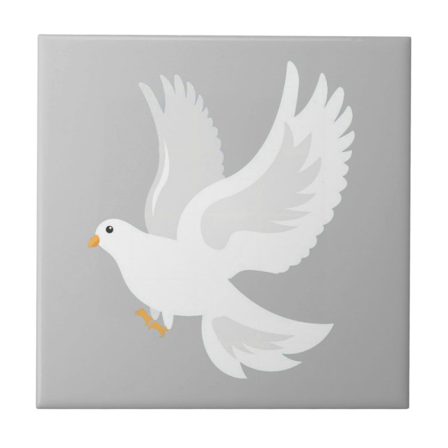 White dove bird on grey tile (Front)