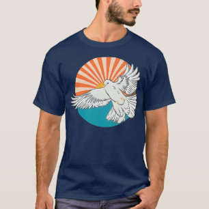 White Dove Bird Vintage Sunset Retro Peaceful Bird T-Shirt