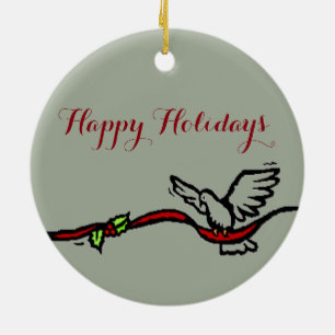 White Dove Ceramic Ornament