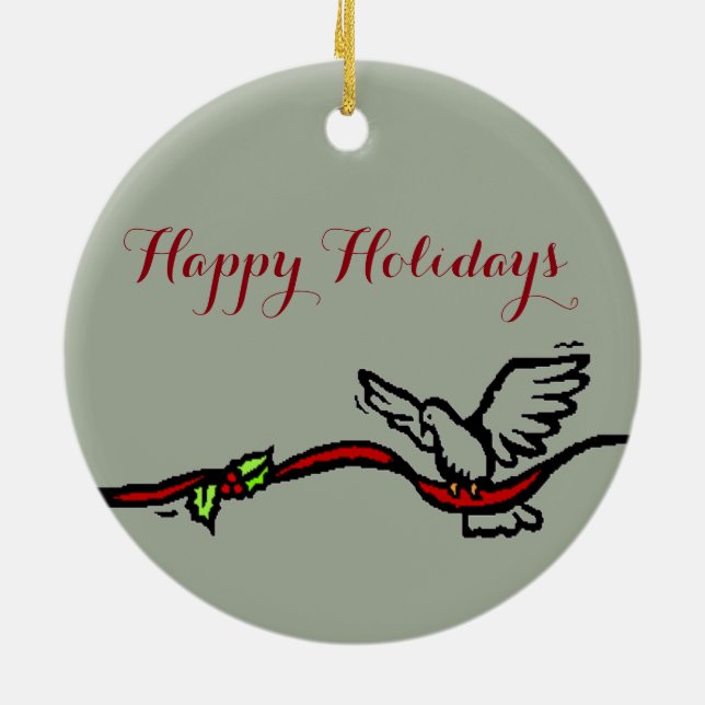 White Dove Ceramic Ornament (Back)