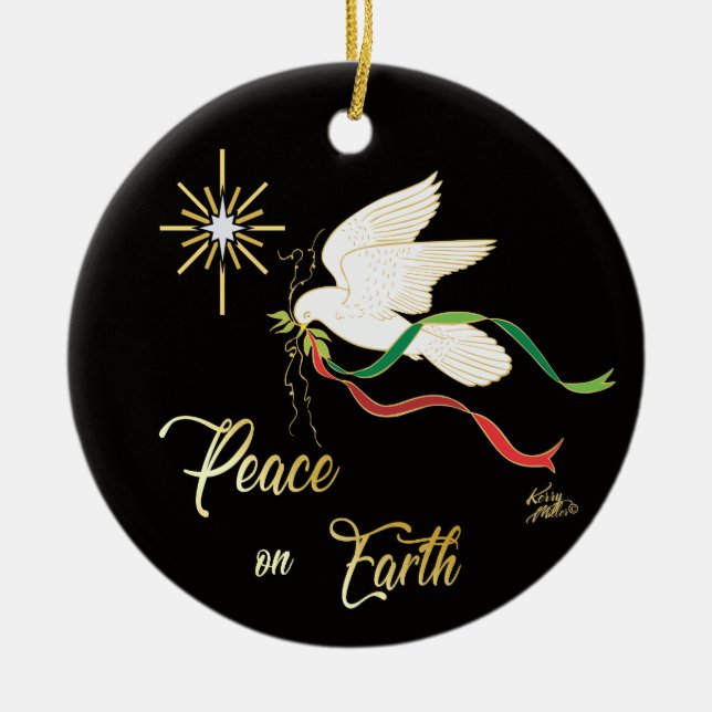 White Dove Ceramic Ornament (Front)