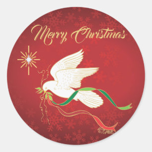 White Dove Classic Round Sticker