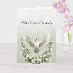 White Dove Flowers Sympathy Card