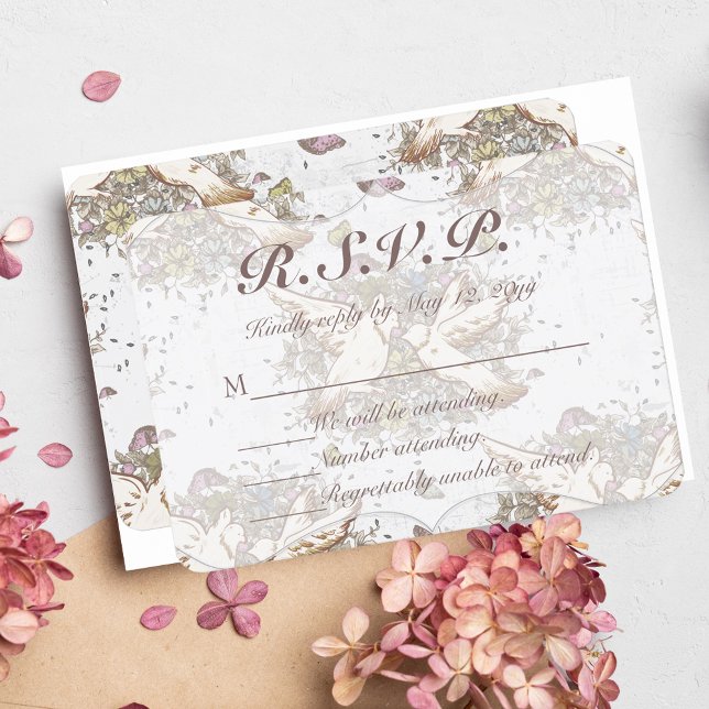 White Dove Garden Motif Wedding RSVP (Créateur téléchargé)