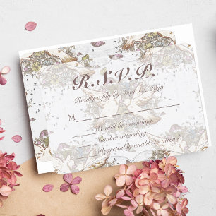White Dove Garden Pattern Wedding RSVP Card