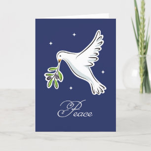 White dove holiday season card with text "Peace"