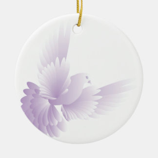 white dove in blue sky 3 ceramic ornament
