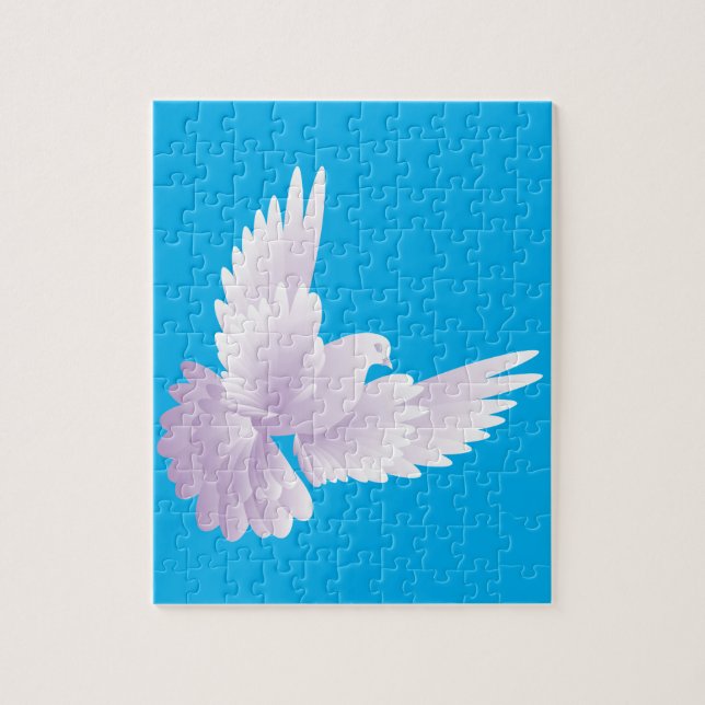 white dove in blue sky 3 jigsaw puzzle (Vertical)