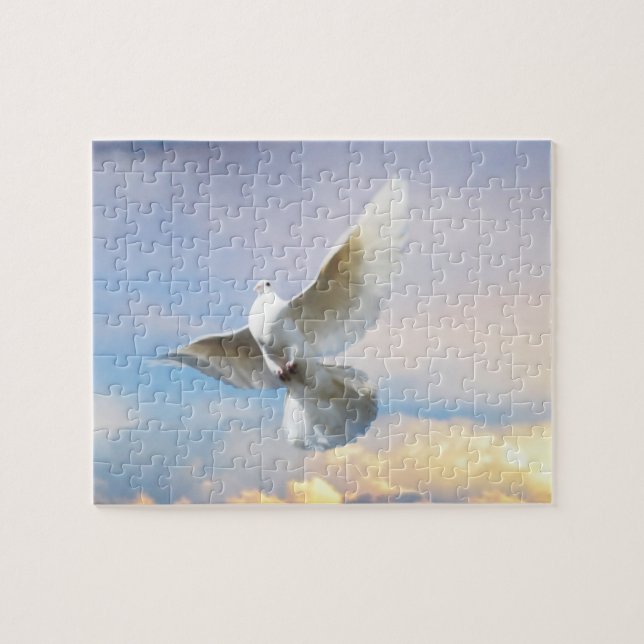 White dove in flight jigsaw puzzle (Horizontal)