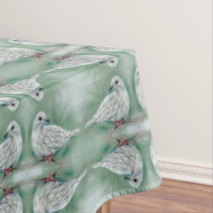 White Dove in the Pine Christmas Tablecloth