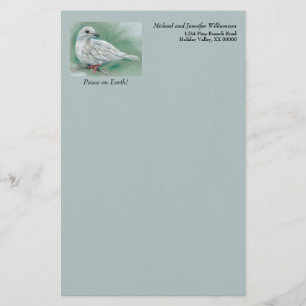 White Dove in the Pine Personalized Winter Holiday Stationery
