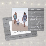 White Dove Modern Unique Peace 1 Photo Grey Wood Holiday Card<br><div class="desc">Wish family and friends a simple gift of peace for the holidays with an elegant dove one photo greeting card. All wording on this template is simple to customize, making it suitable for Christmas, New Years, Hanukkah and Rosh Hashanah. The modern grey and white design features rustic faux grey wood,...</div>