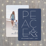 White Dove Modern Unique Peace 1 Photo Navy Blue Holiday Card<br><div class="desc">Wish family and friends a simple gift of peace for the holidays with an elegant dove one photo greeting card. All wording on this template is simple to customize, making it suitable for Christmas, New Years, Hanukkah and Rosh Hashanah. The modern minimalist navy blue and white design features a mourning...</div>