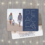 White Dove Modern Unique Peace 2 Photo Navy Blue Holiday Card<br><div class="desc">Wish family and friends a simple gift of peace for the holidays with an elegant dove two photo greeting card. All wording on this template is simple to customize, making it suitable for Christmas, New Years, Hanukkah and Rosh Hashanah. The modern minimalist navy blue and white design features a mourning...</div>