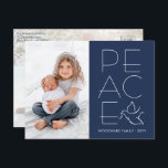White Dove Modern Unique Peace 2 Photo Navy Blue Holiday Postcard<br><div class="desc">Wish family and friends a simple gift of peace for the holidays with an elegant dove two photo postcard. All wording on this template is simple to customize, making it suitable for Christmas, New Years, Hanukkah and Rosh Hashanah. The modern minimalist navy blue and white design features a mourning dove...</div>