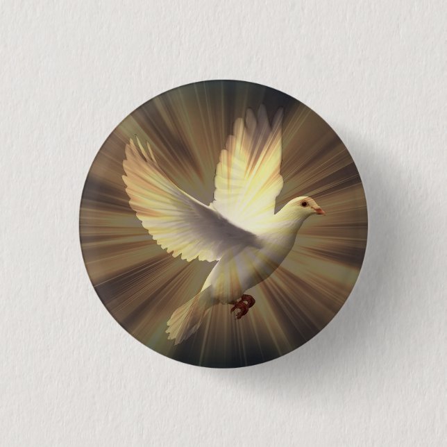 White Dove of Peace. 1 Inch Round Button (Front)