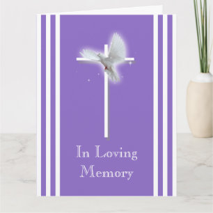 White dove on cross   Personalize condolence Card