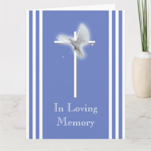 White dove on cross   Personalize condolence Card