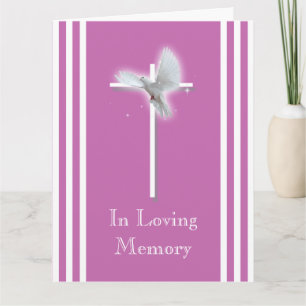 White dove on cross   Personalize condolence Card