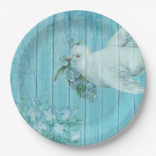 White Dove Painted Wood Disposable Paper Plates
