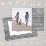 White Dove Peace Hope Joy Simple Photo Grey Wood Holiday Card<br><div class="desc">Wish family and friends a simple gift of peace for the holidays with an elegant dove one photo greeting card. All wording on this template (including "Peace Hope Joy"on front) is simple to customize, making it suitable for Christmas, New Years, Hanukkah and Rosh Hashanah. The modern grey and white design...</div>