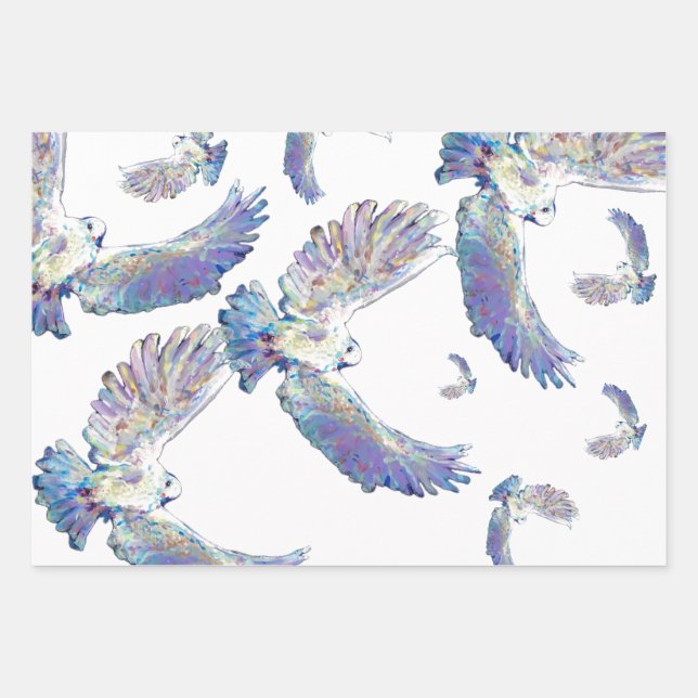 White Dove Peace Love Bird Maureen Girard Wrapping Paper Sheet (Front)