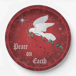White Dove, Peace On Earth Paper Plate