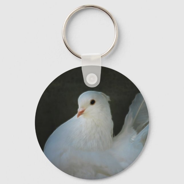 White dove peace symbol keychain (Front)