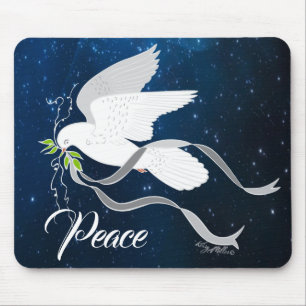 White Dove Spreading Peace Mouse Pad