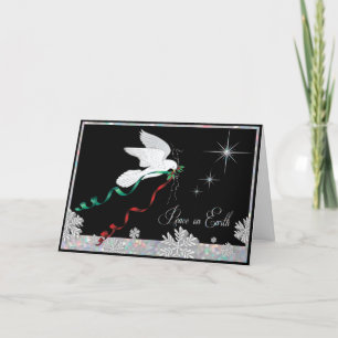 White Dove Spreading Peace On Earth Holiday Card