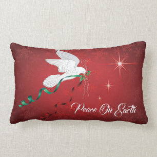 White Dove Spreading Peace On Earth Lumbar Pillow