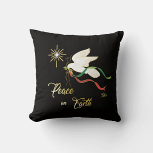 White Dove Spreading Peace On Earth Throw Pillow