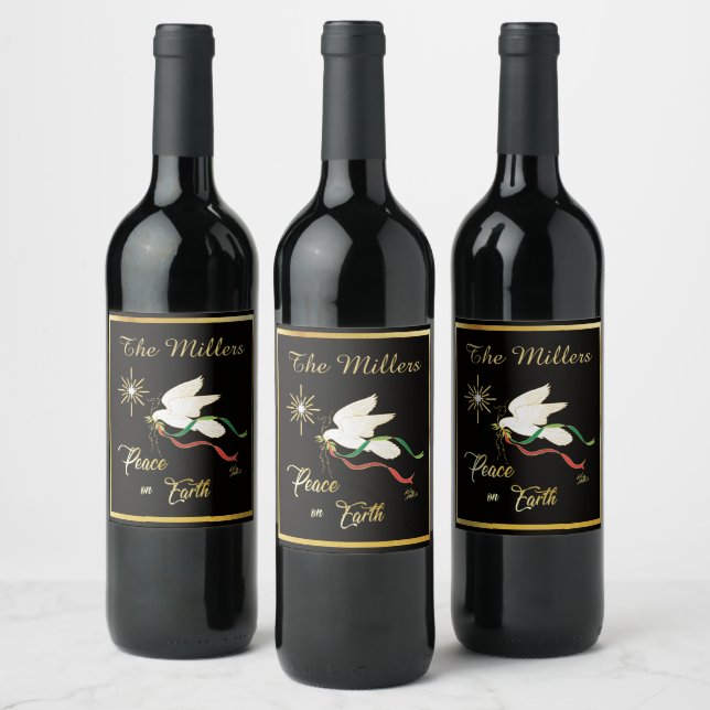 White Dove Spreading Peace On Earth Wine Label (Bottles)