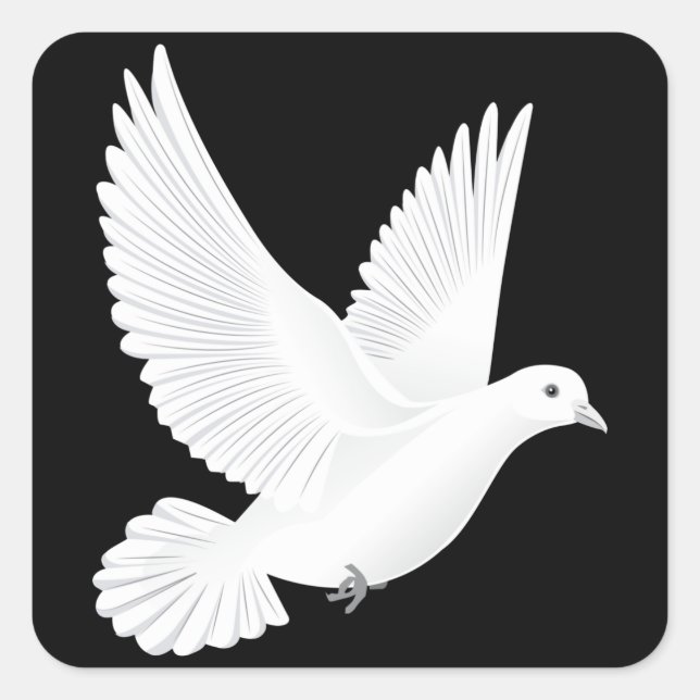 White dove square sticker (Front)