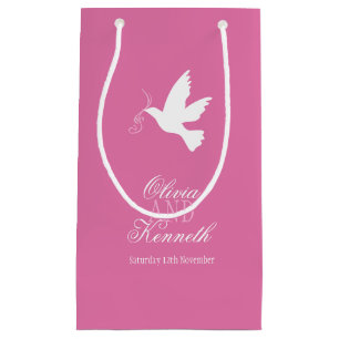 White dove wedding thank you personalized gift bag