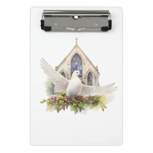 White Dove with Church Mini Clipboard