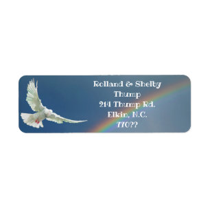 WHITE DOVE WITH RAINBOW LABEL