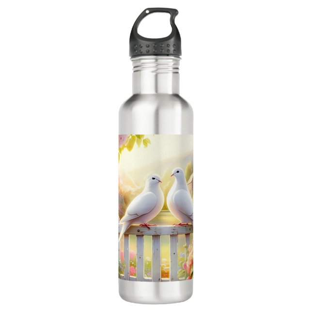 White Doves Cottage Garden 710 Ml Water Bottle (Front)