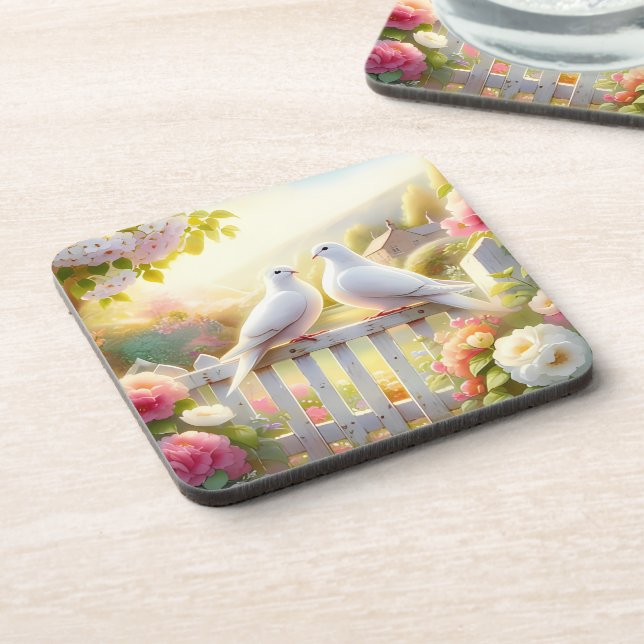 White Doves Cottage Garden Coaster (Left Side)