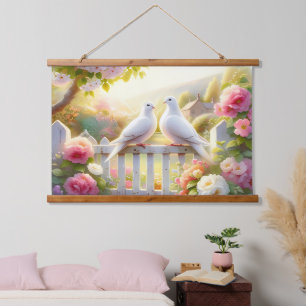 White Doves Cottage Garden Hanging Tapestry