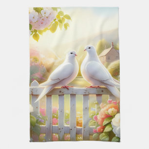 White Doves Cottage Garden Kitchen Towel