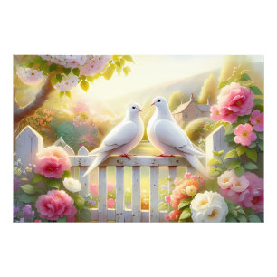 White Doves Cottage Garden Photo Print