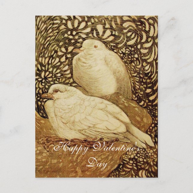 WHITE DOVES IN BROWN SEPIA HOLIDAY POSTCARD (Front)