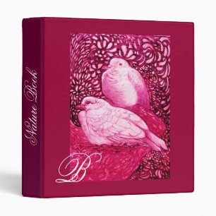 WHITE DOVES IN PINK FUCHSIA MONOGRAM BINDER