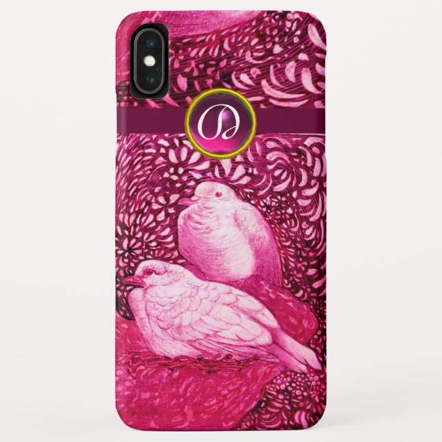 WHITE DOVES IN PINK FUCHSIA MONOGRAM Case-Mate iPhone CASE (Back)