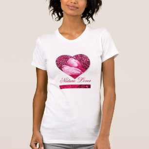 WHITE DOVES IN PINK FUCHSIA / NATURE LOVER HEART T-Shirt
