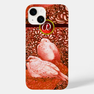WHITE DOVES IN RED MONOGRAM Case-Mate iPhone 14 CASE