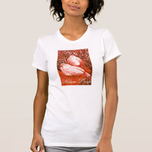 WHITE DOVES IN RED / NATURE LOVER HEART T-Shirt