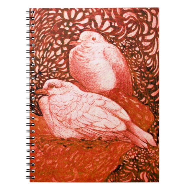 WHITE DOVES IN RED NOTEBOOK (Front)