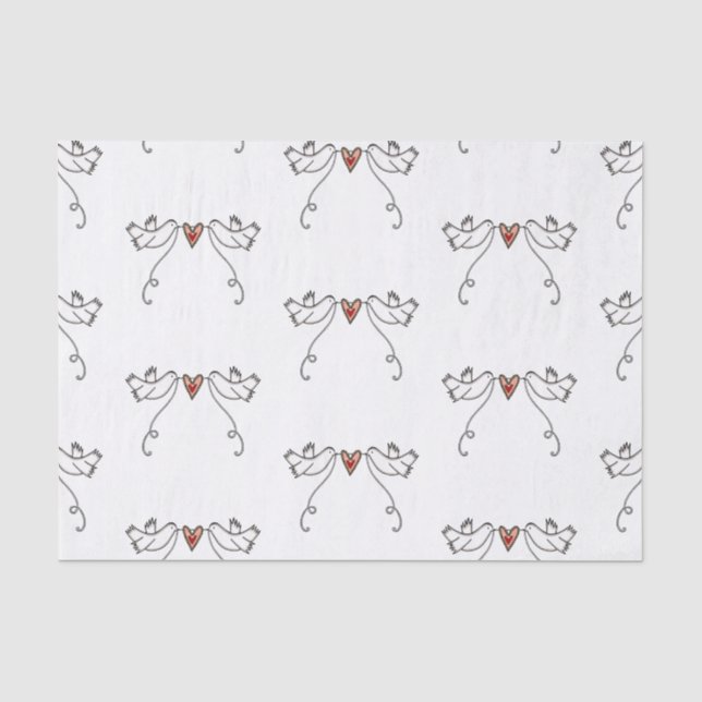White Doves & Love Heart Tissue Paper (Front)
